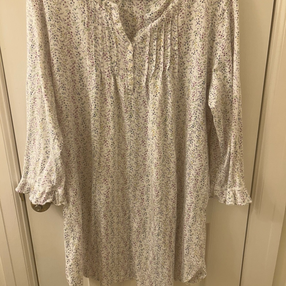 Ralph Lauren Cream Gown with Lavender and Green Floral Motif